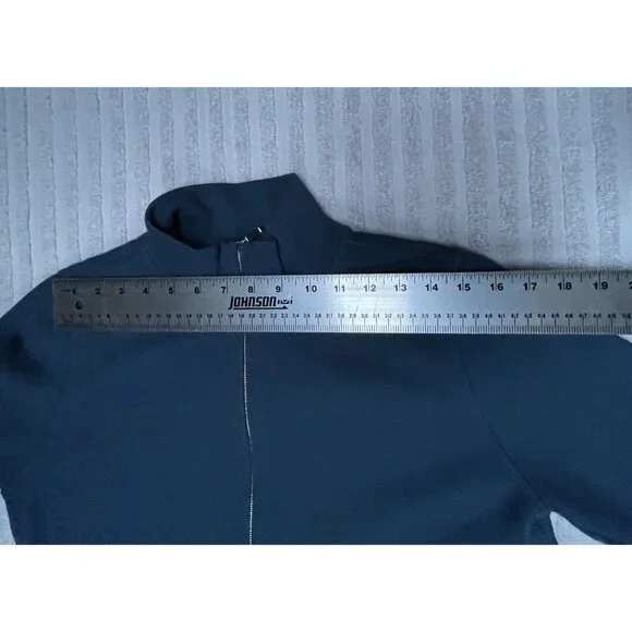 Faconnable Mens Full-Zip Sweater Jacket Small Blue Cotton Knit Mock Neck Pockets